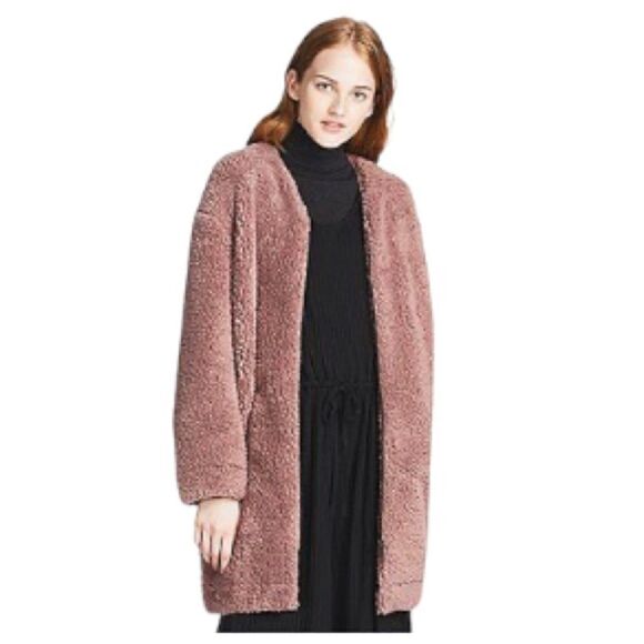 Uniqlo Dusty Pink Teddy Jacket - Picture 2 of 10